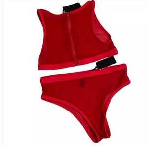 KENDALL AND KYLIE Mesh 2-Piece Bikini Set Size XS Red New